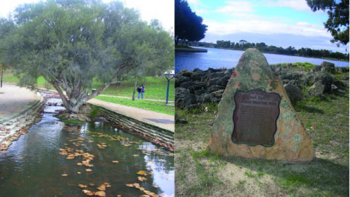 Colour pictures of lake and grassland surrounded by trees and rocks